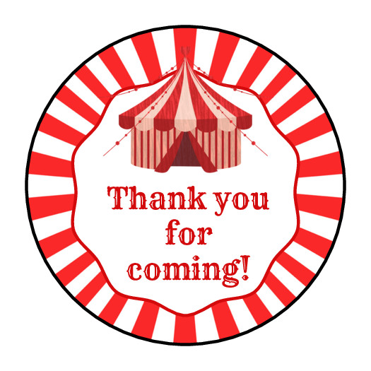 30 Circus carnival thank you birthday party envelope seals stickers labels, tags