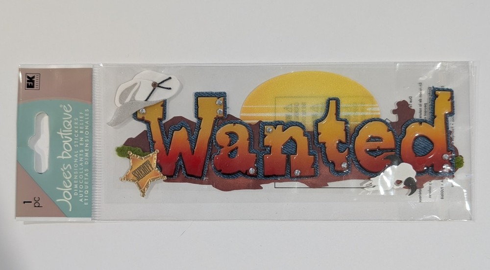 RARE Jolee’s Wanted Cowboy Wild West Scrapbooking Title Sticker