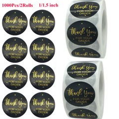 2Rolls/1000Pcs 1.0/1.5 inch Thank You Stickers Hand Made Small Business Labels