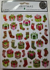 Presents And Stockings Glitter Stickers -2 Sheets 90 PC- Christmas Crafts – G13