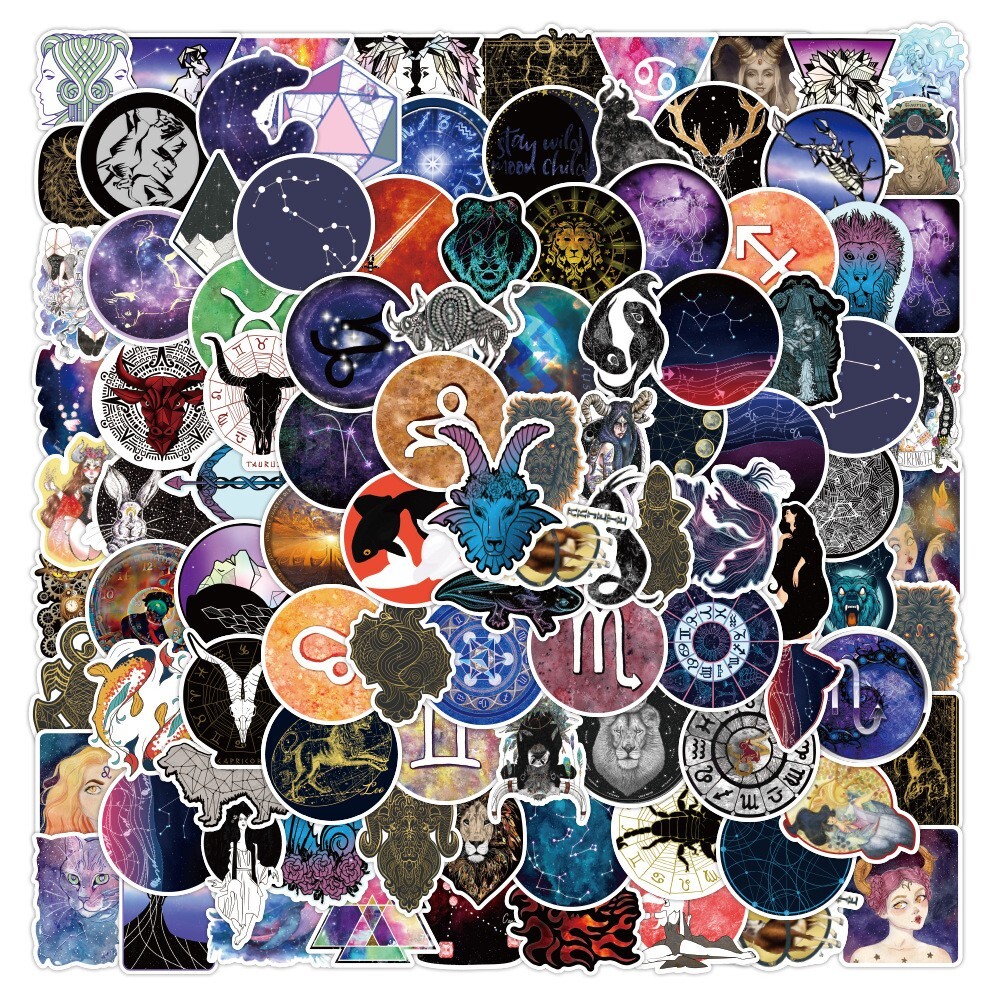 50pcs Constellations Zodiac Star Galaxy Northern Lights Starry Sky Sticker, 190