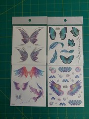4 Sheets Girls Glitter Face Tatoos Butterfly Feather Angle Wings Bubbles NEW NIP