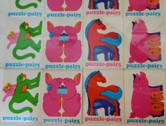 Lot 16 Vintage 1983 Stickers Illuminations Puzzle Pairs Pig, Bunnies, Horse NOS