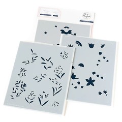 PINK FRESH – STENCILS 3 PCS – PRINT SHOP – MODERN BOTANICALS