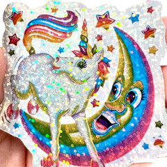 Retro Unicorn Prism Sticker 1980s Holographic kawaii Neon 1990sHolographic Decal