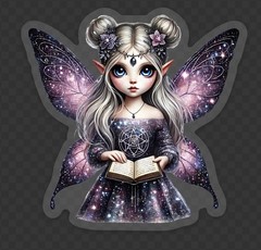 Galaxy Fairy Sticker | Witchy Celestial Vinyl | Magical Fantasy Art | Fairycore