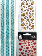 Assorted Gemstone Jewel & 3D Bubble Dot Stickers Borders Hearts Dots Candy Corn
