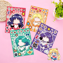 24 Sheets Make-A-Face Cartoon Sailor Anime Moon Stickers for Party Supplies