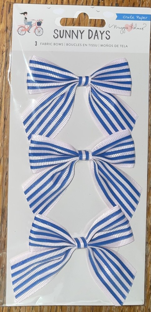 New American Craft Maggie Holmes Crate Paper Sunny Days 3 Fabric Bows Scrapbook
