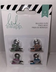 Heidi Swapp Bulldog Clips 1″ 4/Pkg. 4 Different Colors. Fun Design. New In Pack