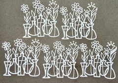 🌺5 FLOWERS IN VASE💐 cardstock paper die cut embellishments scrapbook