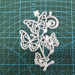 Silver Butterfly Metal Die Cuts Flower for Butterfly Lace Border Carbon Steel Cu