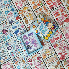 50 Sheets Cute Washi Paper Stickers Cartoon Animal Camping Picnic Food Toast DIY