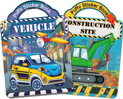 2 Pack Puffy Sticker Books for Kids Ages 3-5, Construction Truck and Vehicle Car
