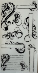 BLACK SWIRL LABELS Rub-On Transfers(4-1/4”x 8”)Tag •Word•Journaling•Card Making•