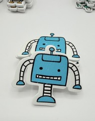 Robots Foam Stickers 40 pcs 5 Colors Retro Robot Craft Scrapbook Embellishment