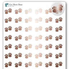 Paw Pet Planner Stickers / 54 Gold Foil (1/2”) / Dog Cat Care Medication Gr…