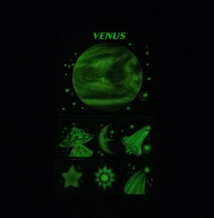 4 Vintage Twin Seven Prismatic Fluorescent Stickers Planets Venus Saturn Jupiter