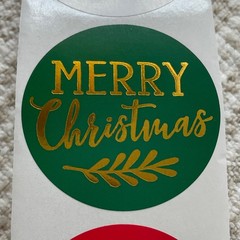 24 Gold Foil Merry Christmas Stickers, 1.5” Envelope Seals, Holiday Gift Labels