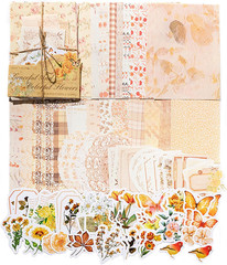 100Pcs Vintage Floral Scrapbook Paper Journaling Stickers Assorted Set, Material