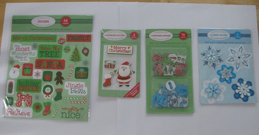 Scrapbook Embellishment Lot 4 Packages Winter/Christmas Theme 143 Pieces NIP