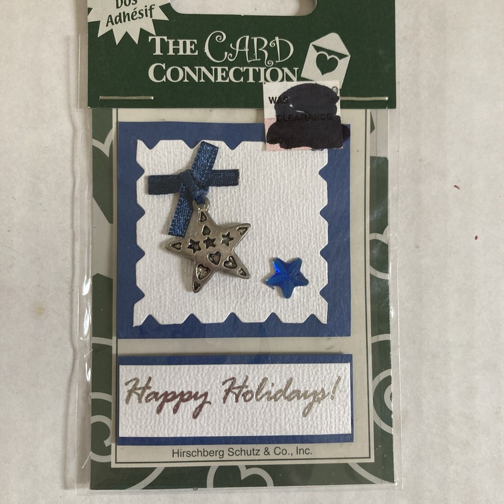 The Card Connection HAPPY HOLIDAYS Stickers BLUE STAR SILVER STAR WITH BOW