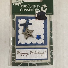 The Card Connection HAPPY HOLIDAYS Stickers BLUE STAR SILVER STAR WITH BOW