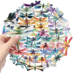 50 Pcs Dragonfly Stickers for Scrapbooking, PET Transparent Decorative Stickers