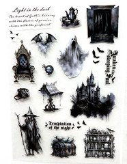 Gothic Night Halloween Stickers 2 Sheets Junk Journal Collage
