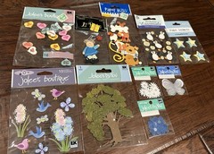 Vintage Jolee’s Botique Dimensional Flowers Tree Stars Stickers, Lot Of 10