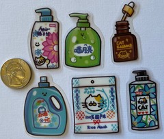 THE CAT SHOP Mylar Stickers(6pc) •Shampoo•Soap•Chinese•Mask•Body Wash•Hair Care•