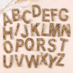 26 Pcs Glitter Rhinestone Alphabet Letter Stickers Self Adhesive A-Z Words Gold