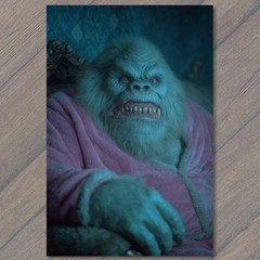 STICKER Bigfoot Yeti Sasquatch Pink Bathrobe Creepy Grin Night Horror