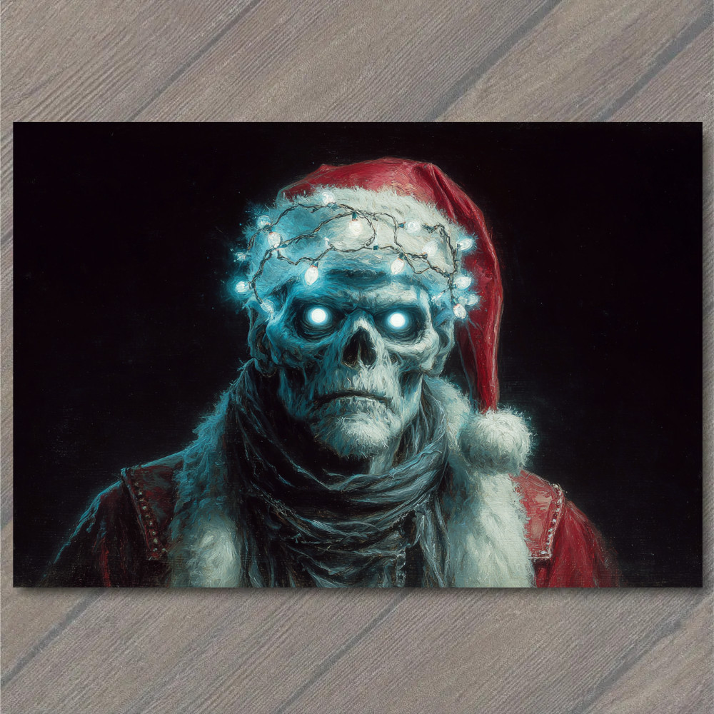 STICKER Zombie Santa Christmas Lights Creepy Holiday Undead Claus Horror Festi