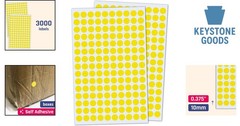 3000-Pack Yellow Round Dot Stickers 3/8 inch, Self-Adhesive Labels