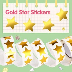 Gold Star Stickers 1 Inch, 500 Pcs, Metallic Foil Reward Labels for Kids