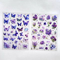 Purple Butterfly Flower Stickers 2 Sheets Spring Junk Journals Collage Scrapbook