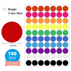 700 PCS Dot Stickers 3/4 Inch Color Coding Labels Round Colored Dot Stickers, 10