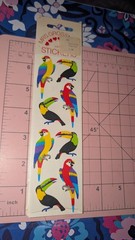 Vintage Mrs Grossmans Stickers Tropical Birds Parrots 3 Sheets New In Pack READ