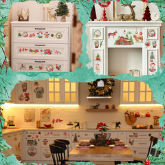 12 Sheets Christmas Rub on Transfers for Crafts and Furniture Christmas