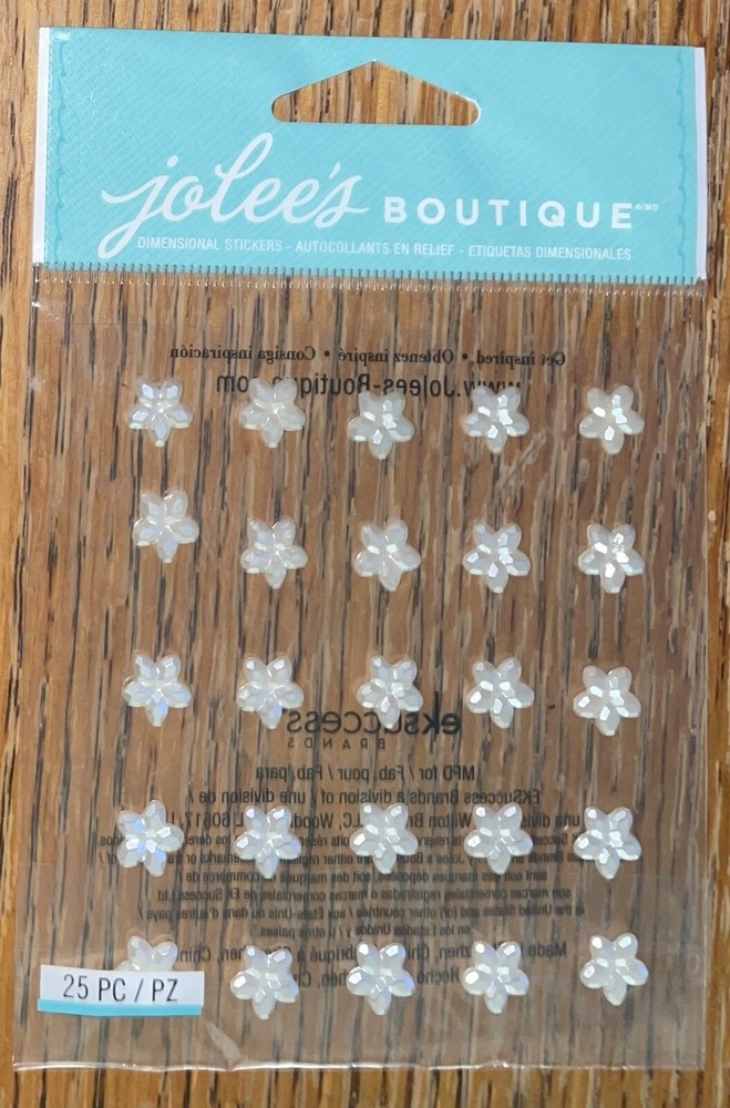 Jolees Mini Flower Gems PEARL White Wedding Card Making Craft Scrapbook Stickers