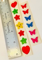 Vintage Scratch Sniff Puffy Star Smiley FACE Red Heart Spring Butterfly Stickers