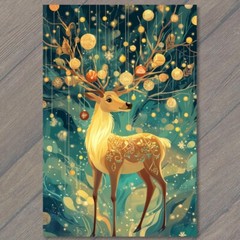 STICKER Christmas Reindeer Snowy Scene Festive Holiday Deer Lights Ornaments