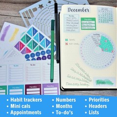 Ultimate Productivity Stencils & Stickers – x20 Sheets of Planner Stickers, x…
