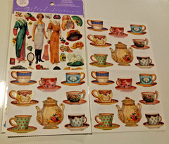 New Punch Studios Gifted Line Stickers Victorian Dress Dolls Ladies and Teacups