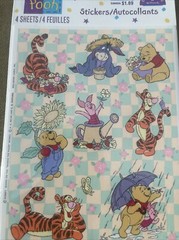 Hallmark Heartline Winnie The Pooh Stickers Piglet Tigger Eeyore Vintage 4 Sheet
