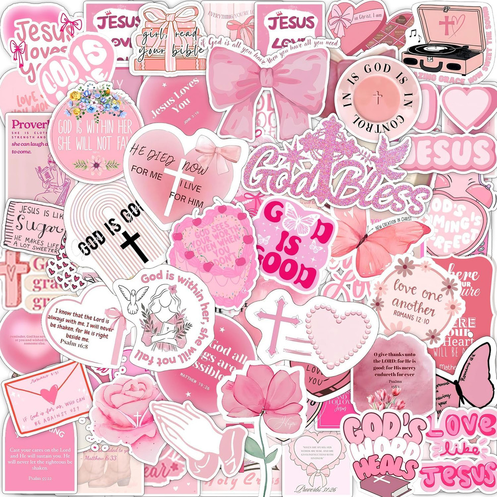 110PCS Pink Bible Verse Stickers for Girls and Women – Christian Scripture Favor