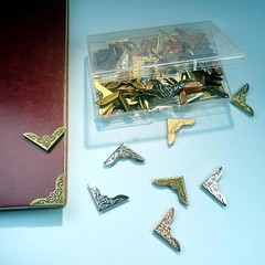 Retro Book Corner Protectors Metal Scrapbook Album Decor With Storage Box 80 PCS