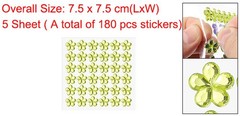 5 Sheet/180 Pcs Flower Self-Adhesive Rhinestone Sticker Light Yellow