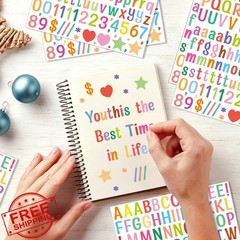 Gretion Colorful Alphabet Stickers 0.5 Inch 60 Sheets